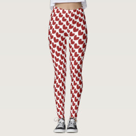 Rode & witte Valentijnsdag Hartpatroon Leggings