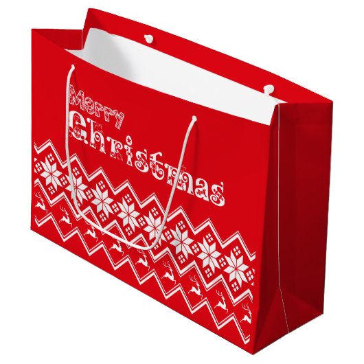 Rode & Witte Verschrikkelijke Trui Kerstcadeautas Groot Cadeauzakje (Voorkant Gekanteld)