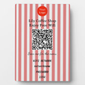 Rode & Witte Verticale Strepen QR Code Wifi Voetst Fotoplaat (voorkant)