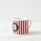 Rode Witte Verticale Strepen Zwarte Monogram Espresso Kop (Voorkant rechts)