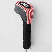 Rode Witte Verticale Strepen Zwarte Monogram Golfheadcover (Schuin)