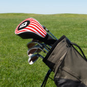 Rode Witte Verticale Strepen Zwarte Monogram Golfheadcover (Insitu)