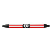 Rode Witte Verticale Strepen Zwarte Monogram Inkt Pen (Voorkant)