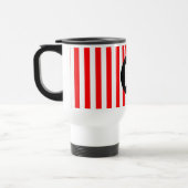 Rode Witte Verticale Strepen Zwarte Monogram Reisbeker (Links)