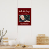 Rode Witte Viering Van Het Leven met Foto Funeral Poster (Keuken)