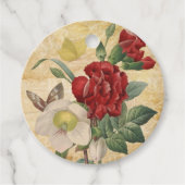 Rode & Witte Vintage Bloemen Boeket Bedankjes Labels (Voorkant)