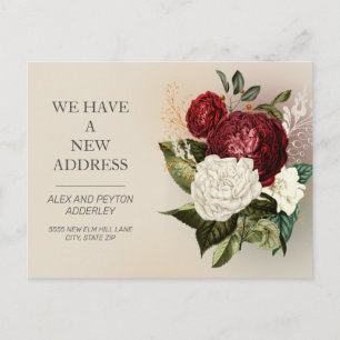 Rode Witte Vintage Floral Rozen Verplaatsende Aank Briefkaart