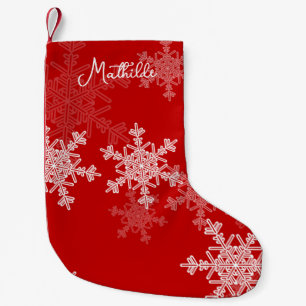 Rode Witte Vlokken Minimalistische Kerst Naam Kleine Kerstsok