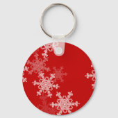 Rode Witte Vlokken Minimalistische Kerst Naam Sleutelhanger (Achterkant)