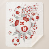 rode witte voetbal sherpa deken (Voorkant)