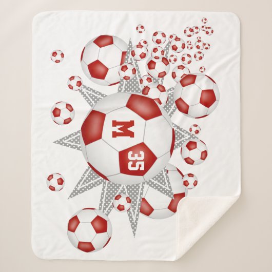 rode witte voetbal sherpa deken (Voorkant)
