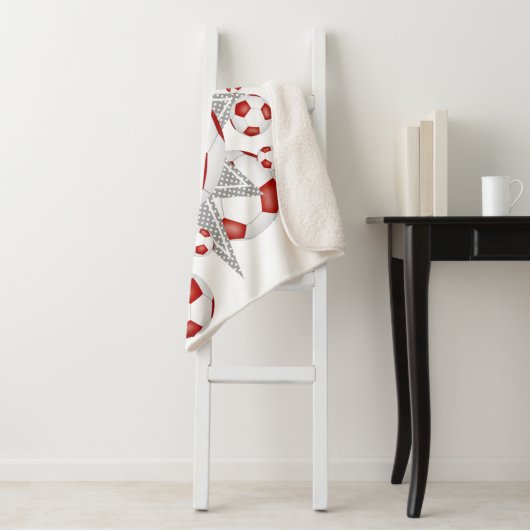 rode witte voetbal sherpa deken (In situ)