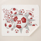 rode witte voetbal sherpa deken (Voorkant (horizontaal))