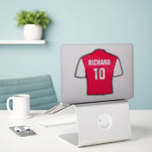 Rode & Witte Voetbalshirt op een Sticker (Laptop op bureau)