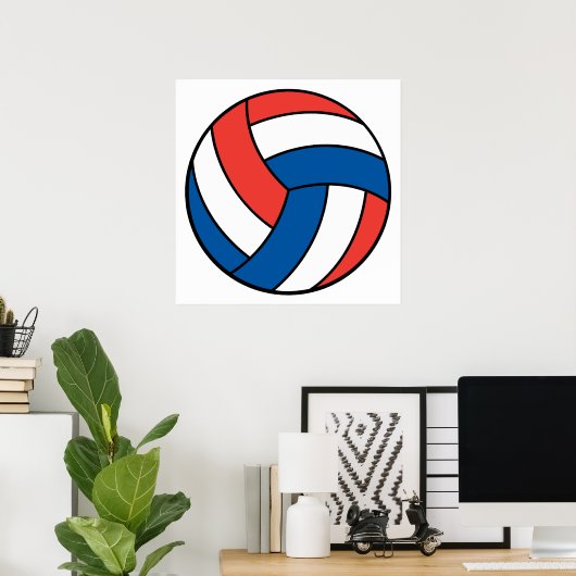 rode witte volleybal poster (Thuiskantoor)