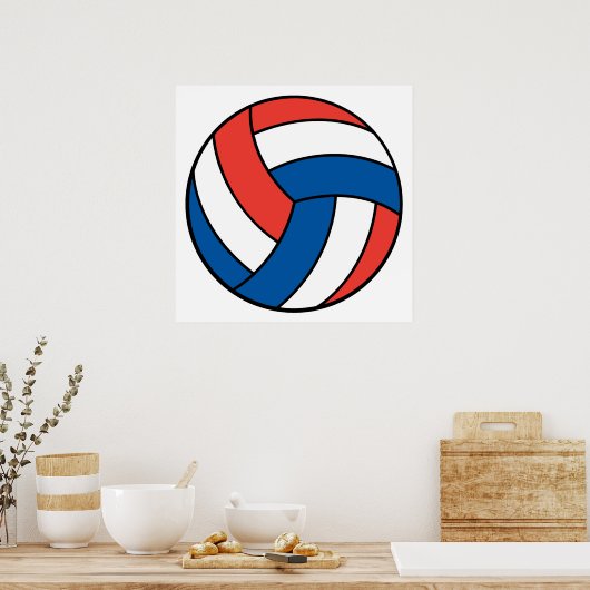 rode witte volleybal poster (Keuken)