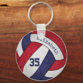 rode witte volleybal sleutelhanger w naam nummer (Voorkant)