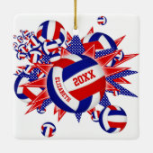 rode witte volleybalbaljongens keramisch ornament (Achterkant)