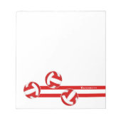 Rode witte volleyballen aangepaste naam notitieblok (Voorkant)