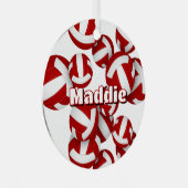 Rode witte volleyballen Een atleet naam Keepsake Metalen Ornament (Voorkant Rechts)