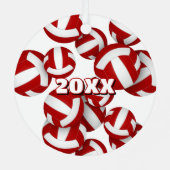 Rode witte volleyballen Een atleet naam Keepsake Metalen Ornament (Achterkant)