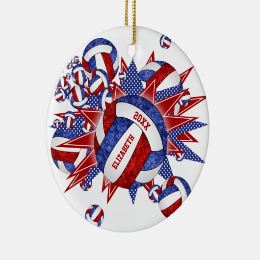 rode witte volleybalsport keramisch ornament (Rechts)