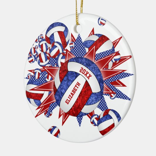 rode witte volleybalsport keramisch ornament (Links)