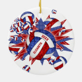 rode witte volleybalsport keramisch ornament (Achterkant)