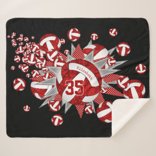 rode witte volleybalsterren meisjes sherpa deken