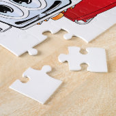 Rode witte vuilniswagen Cartoon Legpuzzel (Zijkant)