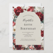 Rode witte Waterverf bloemen 60ste verjaardag voor Kaart (Voorkant)