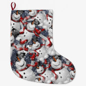  rode witte Waterverf Klassiek Grote Kerstsok (Voorkant)