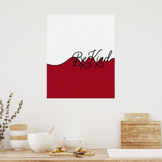 Rode & Witte 'Wees Aardig' Muurprint in Cursief Sc Poster (Keuken)