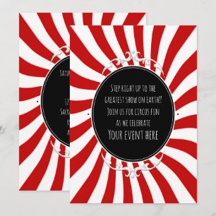 Rode & Witte Whimsical Fun Strepen Feest Uitnodigi Kaart