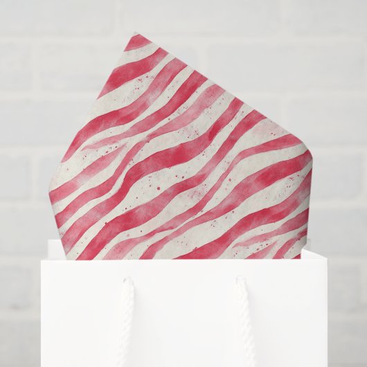 Rode Witte Whimsical Strepen Verjaardag Tissuepapier (Cadeauzakje)