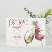 Rode witte wijn dansen gewoon liefde bruiloft vier kaart (Staand voorkant)