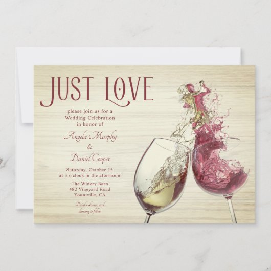 Rode witte wijn dansen gewoon liefde bruiloft vier kaart (Voorkant)