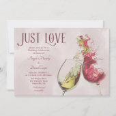 Rode witte wijn dansen gewoon liefde bruiloft vier kaart (Voorkant)