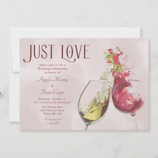 Rode witte wijn dansen gewoon liefde bruiloft vier kaart (Voorkant)