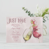 Rode witte wijn dansen gewoon liefde bruiloft vier kaart (Staand voorkant)