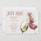 Rode witte wijn dansen gewoon liefde bruiloft vier kaart (Voorkant)