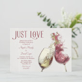 Rode witte wijn dansen gewoon liefde bruiloft vier kaart (Staand voorkant)