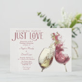 Rode witte wijn dansen gewoon liefde bruiloft vier kaart (Staand voorkant)