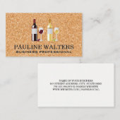 Rode witte wijn fles en glazen | kurk visitekaartje (Voorkant / Achterkant)