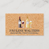 Rode witte wijn fles en glazen | kurk visitekaartje (Voorkant)
