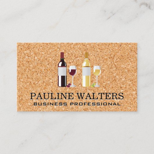Rode witte wijn fles en glazen | kurk visitekaartje (Voorkant)