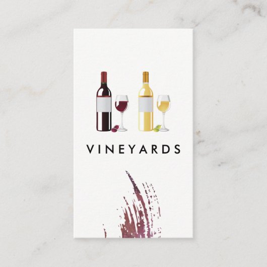 Rode witte wijn fles en glazen visitekaartje (Voorkant)