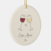 Rode witte wijn getrouwd verloofd Jubileum paar Keramisch Ornament (Rechts)