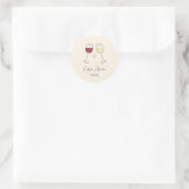 Rode Witte Wijn Glas Trouwgunst Envelope Ronde Sticker (Tas)