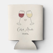 Rode witte wijnglas juicht bruiloft Verloving Blikjeskoeler (Achterkant)